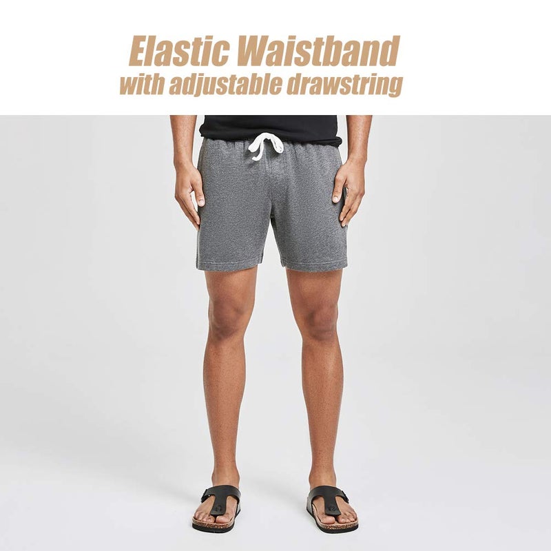 maamgic Mens Athletic Gym Shorts 5.5" Elastic Waist Casual Pajama Pocket Jogger Men Workout Short Pants Light Grey Shorts X-Small - Image 5